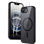 Magnetic case for iphone 16e with 2 pieces tempered glass, compatible with magsafe slim shockproof anti ...