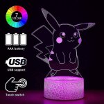 Mars - story lampe 3d pikachu anime - pikachu toys lampe de dcoration a changement de couleur avec tlcomman ...