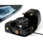 Megagear etui souple en cuir pour, housse pour sony alpha a6000 avec 16 - 50mm noir