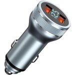 M�tal double ports usb led d�tecteur de tension affichage chargeur de voiture prise 2port rapide usb ...