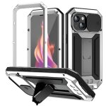 M�tal stand t�l�phone etui pour iphone 15 plus protecteur d'�cran en verre housse de protection int�grale ...