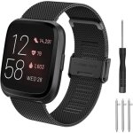 Mevronisshop - bracelet fitbit universel m�tal acier maille pour fitbit versa 2 - lib�ration rapide pour ...