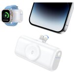 Mini iphone power bank, 5000mah 3 in 1 external battery pack for iwatch, with quick charge function, ...