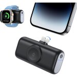 Mini iphone power bank, 5000mah 3 in 1 external battery pack for iwatch, with quick charge function, ...