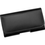 Mobile etui ceinture pour apple iphone 12 mini, vrai cuir, couleur noir, clip ceinture, horizontal, fermeture ...