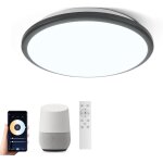 Mondodigitale - luminaire de plafond led intelligent 24w noir montage encastr avec tlcommande - compatible ...