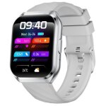 Montre connect�e 1, 83 pouces appels bluetooth fr�quence cardiaque ip68 silver silicone band yonis
