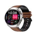 Montre connect�e ecran couleur 1. 47 pouce appels bluetooth ecg cuir v�gane marron yonis