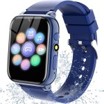 Montre connecte enfant 1. 69  avec 26 jeux, mp3 lecteur de musique, camra, 13 rveil bleu