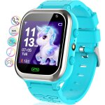 Montre connecte enfant intelligente two - way call smartwatch tlphone sos jeux rveil bleu clair