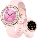 Montre connect�e femme avec appel bluetooth 1, 27  smartwatch femme ronde avec ip68 fonction f�minine ...