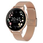 Montre connecte femme avec bracelet en maille elgante inoxydable forever rose champagne