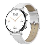 Montre connect�e femme ecran amoled 1, 32 pouce suivi cardiaque ip68 silver case silver leather strap ...