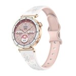 Montre connect�e femme ecran amoled 390x390 21 modes sportifs gold case pink white silicone strap yonis ...