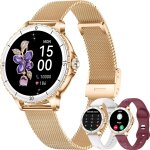 Montre connect�e femme ronde avec appel bluetooth, 1, 27  podom�tre smartwatch etanche ip68 avec 100 ...