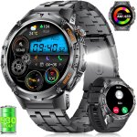 Montre connecte homme pour android ios avec appel bluetooth 1, 43  amoled rond smartwatch 530 mah noir ...
