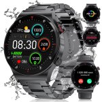 Montre connect�e homme avec appel bluetooth, 1. 43  amoled smartwatch acier noir pour android ios, 110 ...