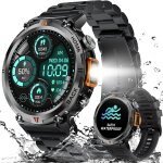 Montre connecte homme avec appels bluetooth, 1, 45  militaire smartwatch 3atm etanche avec torche led, ...