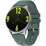 Montre connect�e homme ronde smartwatch cardiofr�quencem�tre vert argent