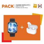Montre connect�e huawei watch fit 5 black + freebuds 4 white fnac