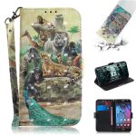 Motorola moto g5s coque, saturcase beau 3d motif pu cuir magn�tique flip portefeuille support porte - ...