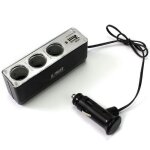 Multiprise allume cigare 3 prise + 1 prise usb voiture chargeur adaptateur mobile - prix pas cher