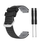 (noir + gris)bracelet de remplacement bicolore en silicone souple avec boucle en acier - pour garmin ...