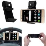 Noir support smartphone universel pour volant de voiture / kit mains libres compatible avec iphone 13 ...