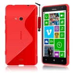 Nokia lumia 625: housse etui pochette coque s - line silicone gel + stylet - rouge