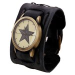 Nouveau style rtro punk rock marron grand large bracelet en cuir manchette hommes montre cool bk bt1381 ...