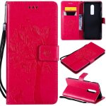 Oneplus 6 coque, saturcase arbre a chat pu cuir magn�tique flip portefeuille support porte - carte protecteur ...