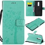 Oneplus 6 coque, saturcase arbre � chat pu cuir magn�tique flip portefeuille support porte - carte protecteur ...