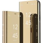 Oppo a54 5g miroir housse coque etui �� rabat, mirror smart view standing 360� protecteur etui coque ...