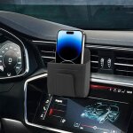 Organiseur de grille d'a�ration de voiture, support de t�l�phone portable en cuir pu bo�te de rangement ...