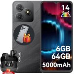 Oscal flat 2c t�l�phone portable android 14, 6go + 64go / tf 2to 6. 56  5000mah dual sim noir avec blackview ...