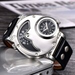 Oulm montre bracelet en cuir pour hommes, design unique, multi fuseaux horaires, mode, 9591 - black - ... Oulm montre bracelet en cuir pour hommes, design unique, multi fuseaux horaires, mode, 9591 - black - ...