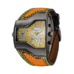 Oulm ? montre - bracelet de sport pour hommes, design unique, 2 zones horaires, marque de luxe, large ...