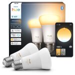 Pack de 2 ampoules connect�es philips hue e27 ambiance blanc