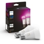 Pack de 2 ampoules connectées philips hue white et color ambiance e27 75w blanc Pack de 2 ampoules connectées philips hue white et color ambiance e27 75w blanc