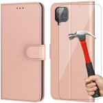 Pack de 2 verres trempes + coque pour samsung a22 4g (6. 4'') rose porte - carte anti rayure portefeuille ...