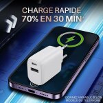 Pack de 3 chargeurs rapides 30w usb c et usb a, qc 3. 0 + pd avec puce ic pour charge s�curis�e et protection ...