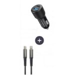 Pack chargeur + cble - thomson - chargeur de voiture 60 w - cble c vers l 5a - longueur 1. 5m