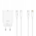 Pack chargeur secteur rapide usb - c 20w pd + cable usb - c vers lightning - blanc - xo
