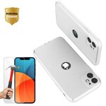 Pack coque + verre trempe pour iphone 13 mini (5, 4') anti - choc blanc design elegant