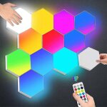 Panneaux muraux led intelligents hexagonaux avec tlcommande, eclairage d'ambiance rvb sensible au toucher ...