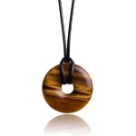 Pendentif en pierre précieuse authentique collier en cristal avec pendentif donut et ruban en corde de ... Pendentif en pierre précieuse authentique collier en cristal avec pendentif donut et ruban en corde de ...