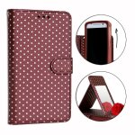 Ph26 etui housse folio marron a pois dors pour lg g2 mini en eco - cuir avec porte cartes, miroir ...