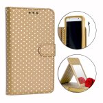 Ph26 etui housse folio or gold a pois dors pour lg optimus l5 2 e460 en eco - cuir avec porte cartes, ...
