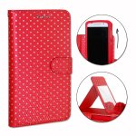 Ph26 etui housse folio rouge a pois dors pour samsung galaxy ace style en eco - cuir avec porte cartes, ...