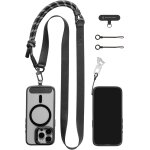 Phone shoulder strap, adjustable neck strap for all smartphones, leather and nylon, built - in hook for ...